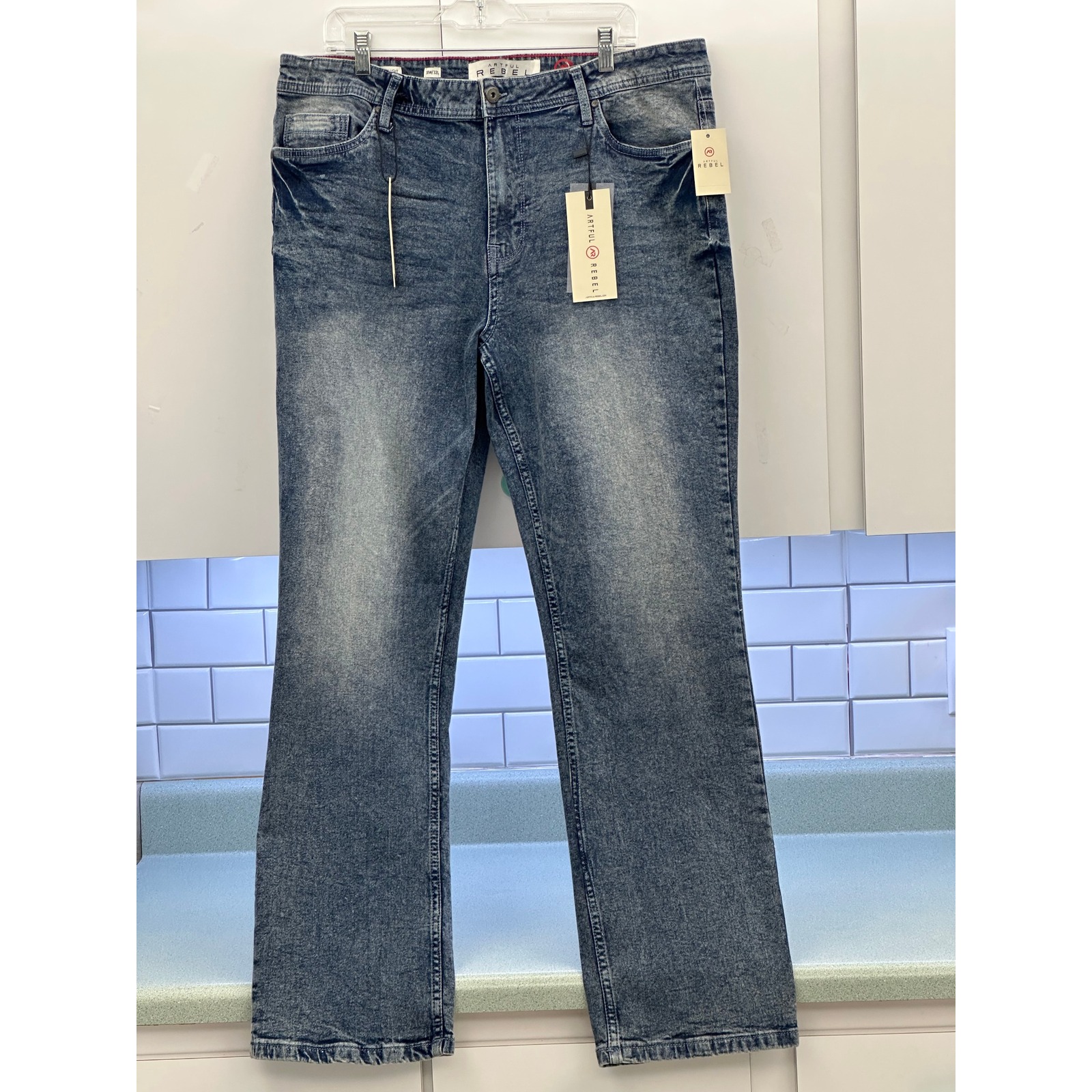 Artful Rebel Relaxed Straight Leg Jeans Marine Blue 38x32 Mens